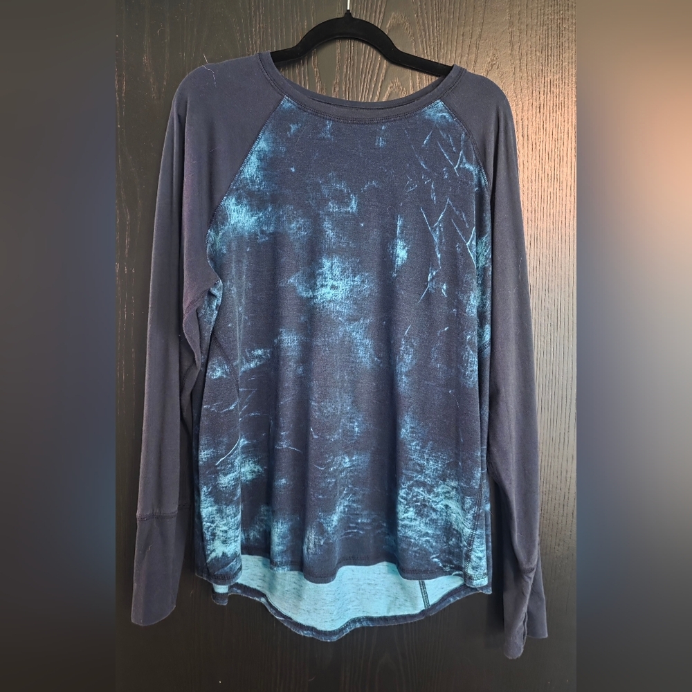Tek Gear Navy and Aqua Long Sleeve Tee